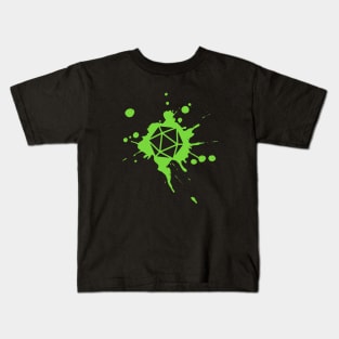 Green 20 Sided Dice Paint Splatter Spraypaint Dungeons Crawler and Dragons Slayer Tabletop RPG Addict Kids T-Shirt